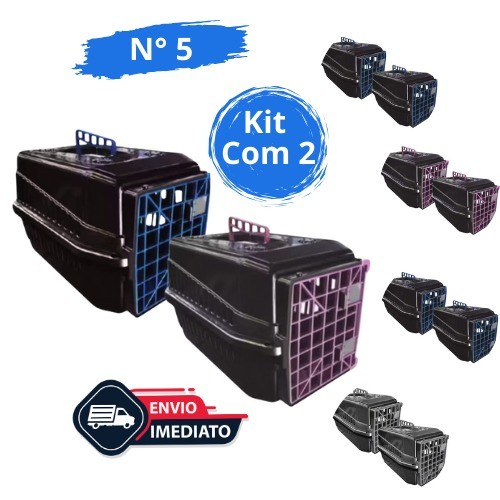 Kit 2 Caixa de Transporte  Nº5 p/ Cão Gatos Coelho Aves Pet 25 Kg