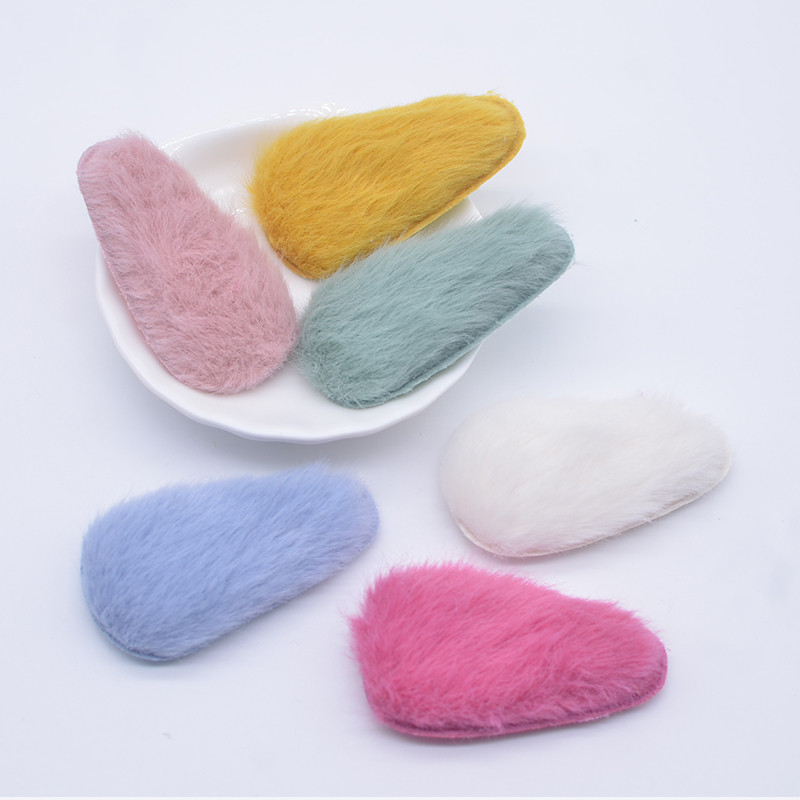 12 Pçs 5.5 * 3cm/2.17 * 1.18 Polegada Braçadeira De Gota De Água Apliques De Pelúcia Para DIY Headwear Grampos De Cabelo