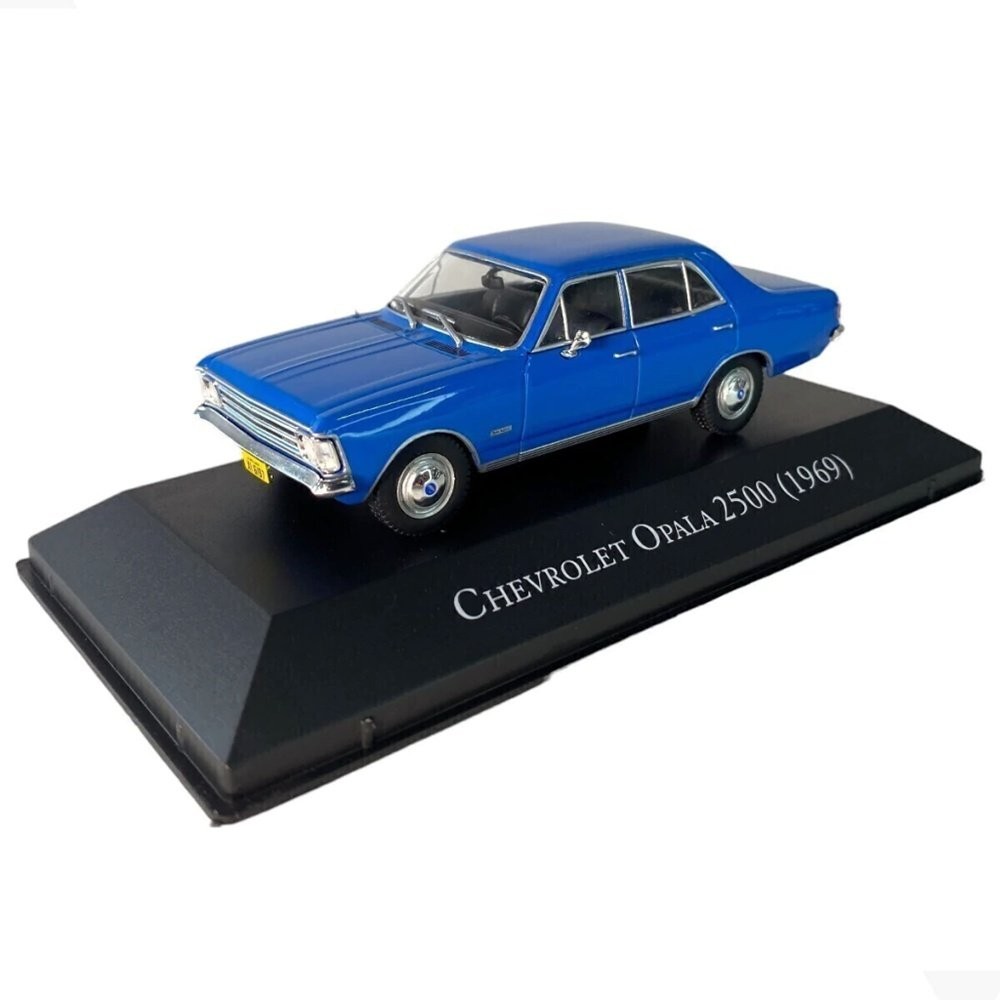 Miniatura Carro Chevrolet Opala 2500 (1969) - Carros Clássicos do Brasil - Azul - 1:43 - Luppa