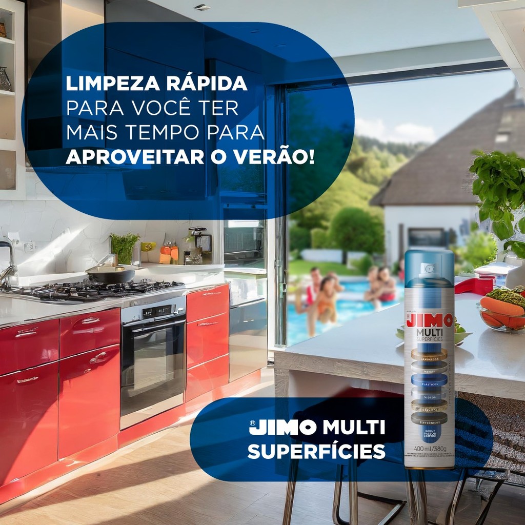1un Limpa Vidros + 1un Multi Superfícies + 1un Limpa Box + 1un Limpa Tecidos + 1un Lustra Móveis - Jimo