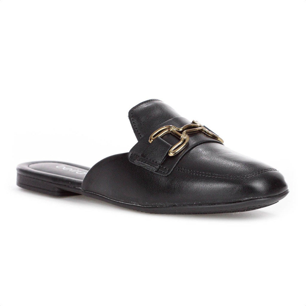 Rasteira Beira Rio Mule Napa Turim Preto - Feminino