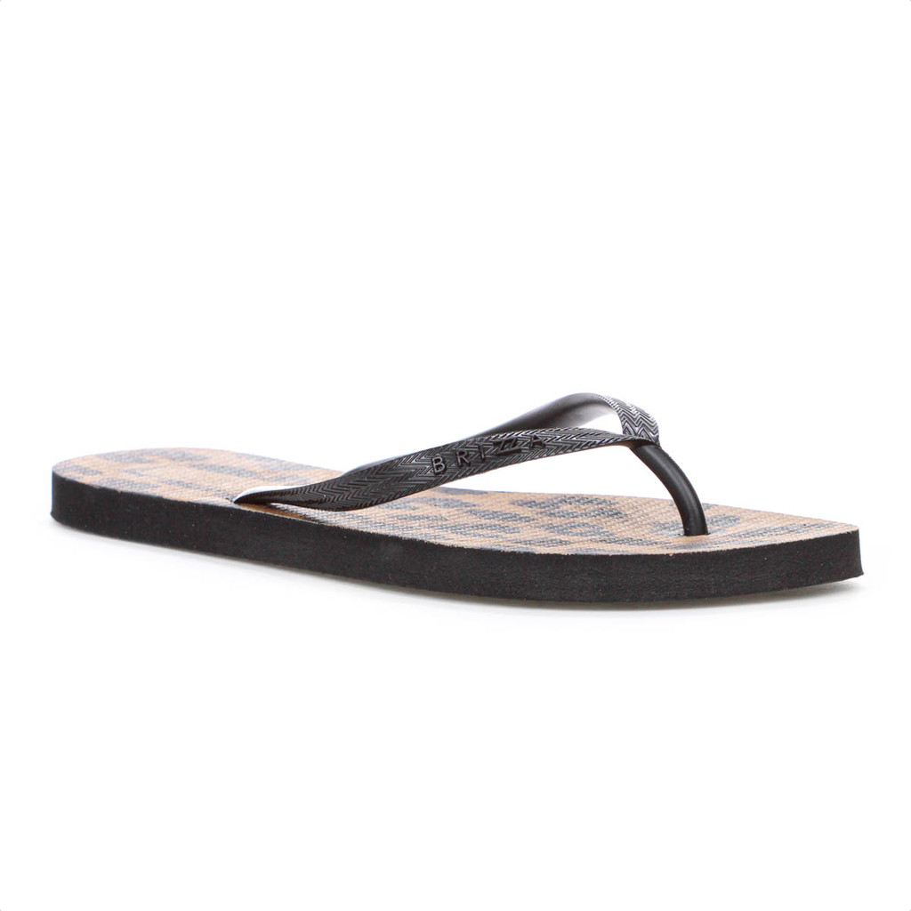 Detalhes do Chinelo Brizza Arezzo Animal Print Essential Preto e Marrom - Feminino