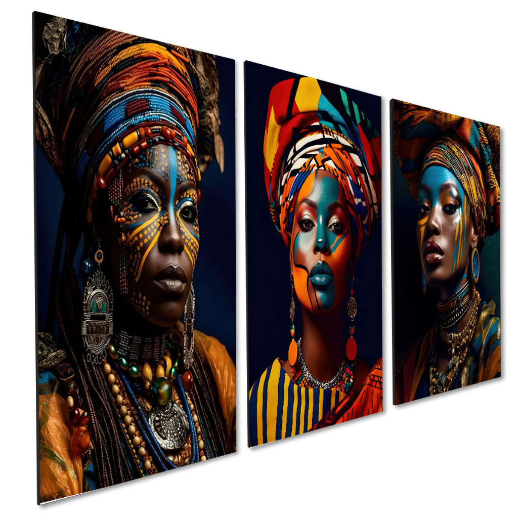 Kit 3 Quadros Decorativos Mulheres Africanas Moderno Cultura