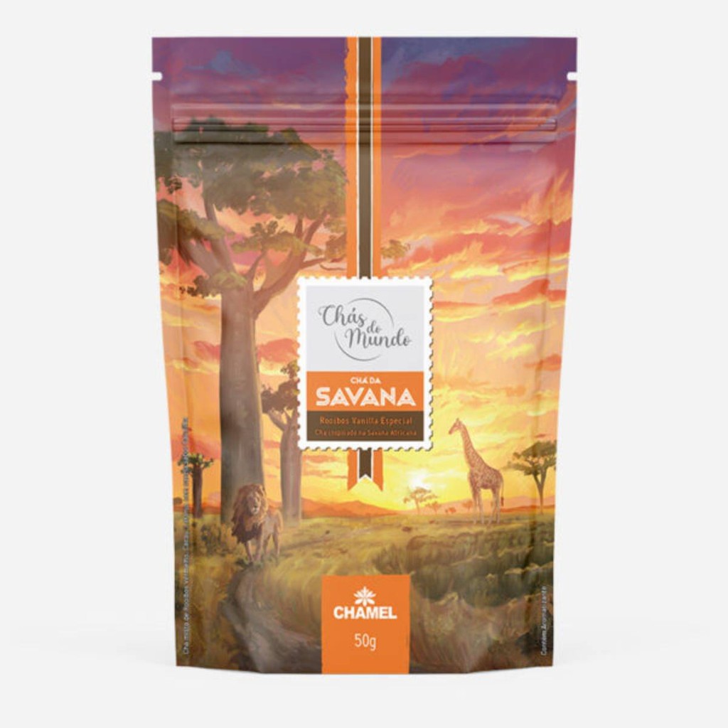 Chá da Savana Rooibos Chamel Chás do Mundo Pouch 50g Sem Cafeína