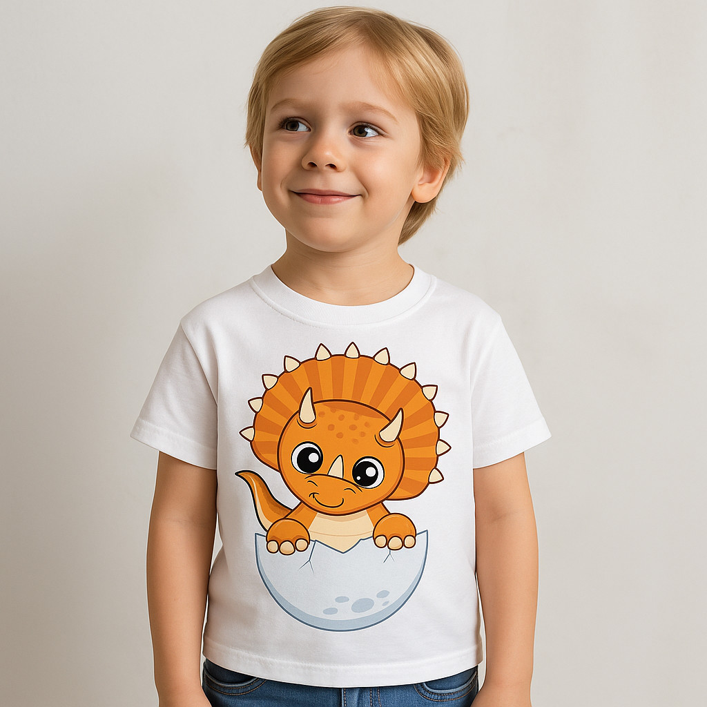 Camiseta Infantil Dinossauros Dino Divertida Desenho Estampada 100% Algodão 30.1