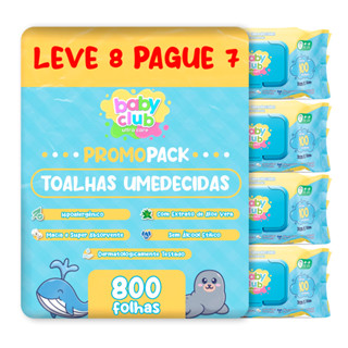 LEVE 8 PAGUE 7 TOALHAS UMEDECIDAS BABY CLUB TRADICIONAL COM 100 FOLHAS CADA em Oferta na Shopee