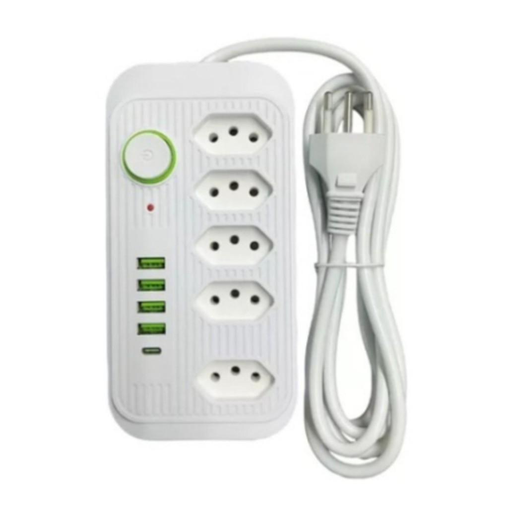 Extensão Tomadas com USB e TypeC Universal Bivolt 110v/220v 2500W Power 2m Filtro De Linha Segurança