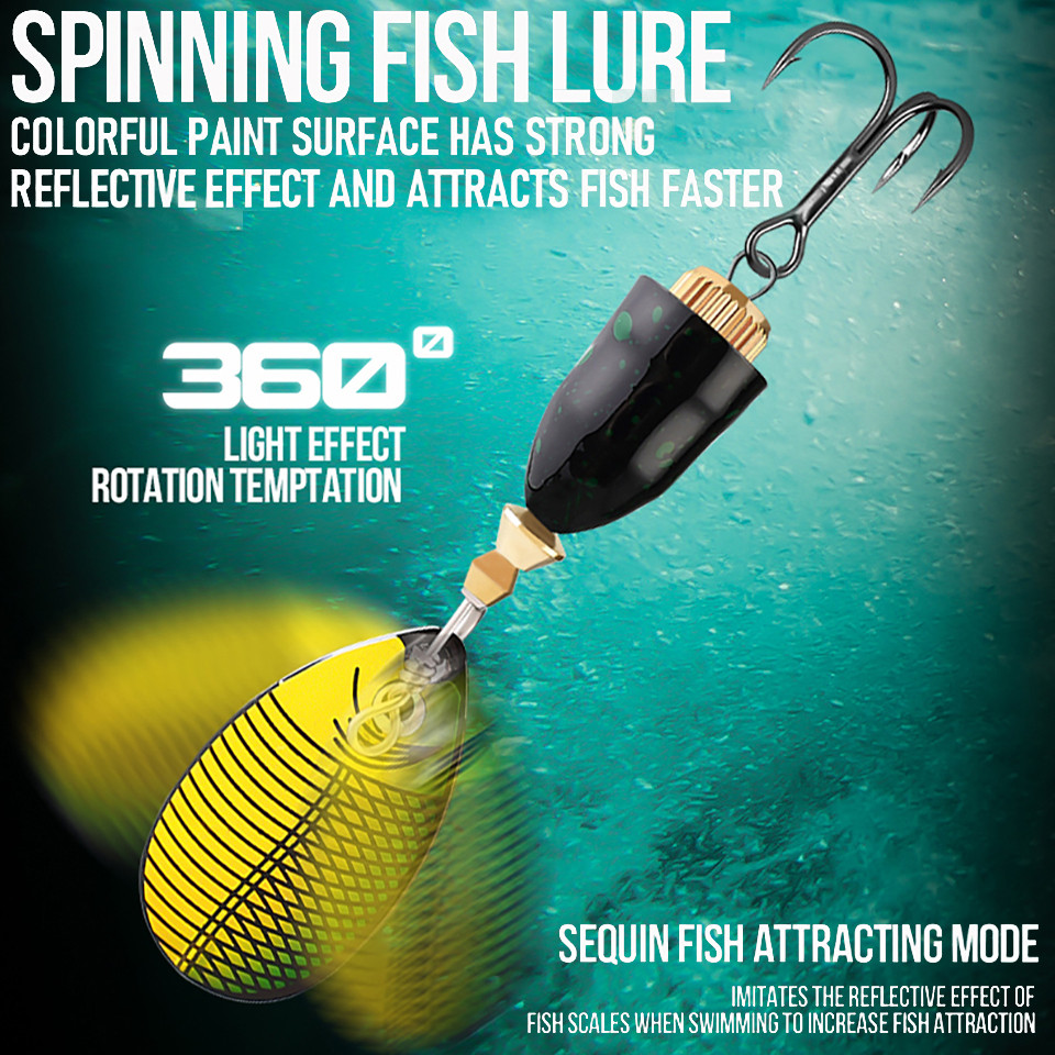 SKYBAITS 1 Peça 90mm/10g Colher Isca De Pesca Com Gancho Triplo Metal Spinner Lantejoulas Dura
