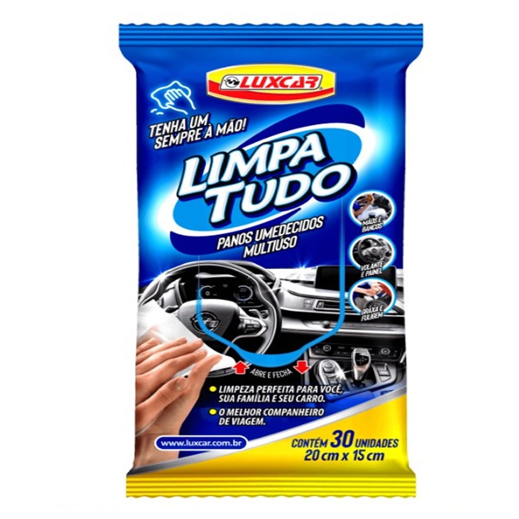 Panos Automotivos Limpa Tudo Umedecidos 30 Unidades Luxcar