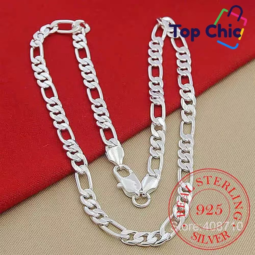 Estilo moderno: Colar Masculino e Feminino de Prata Esterlina 925, 6mm/8mm