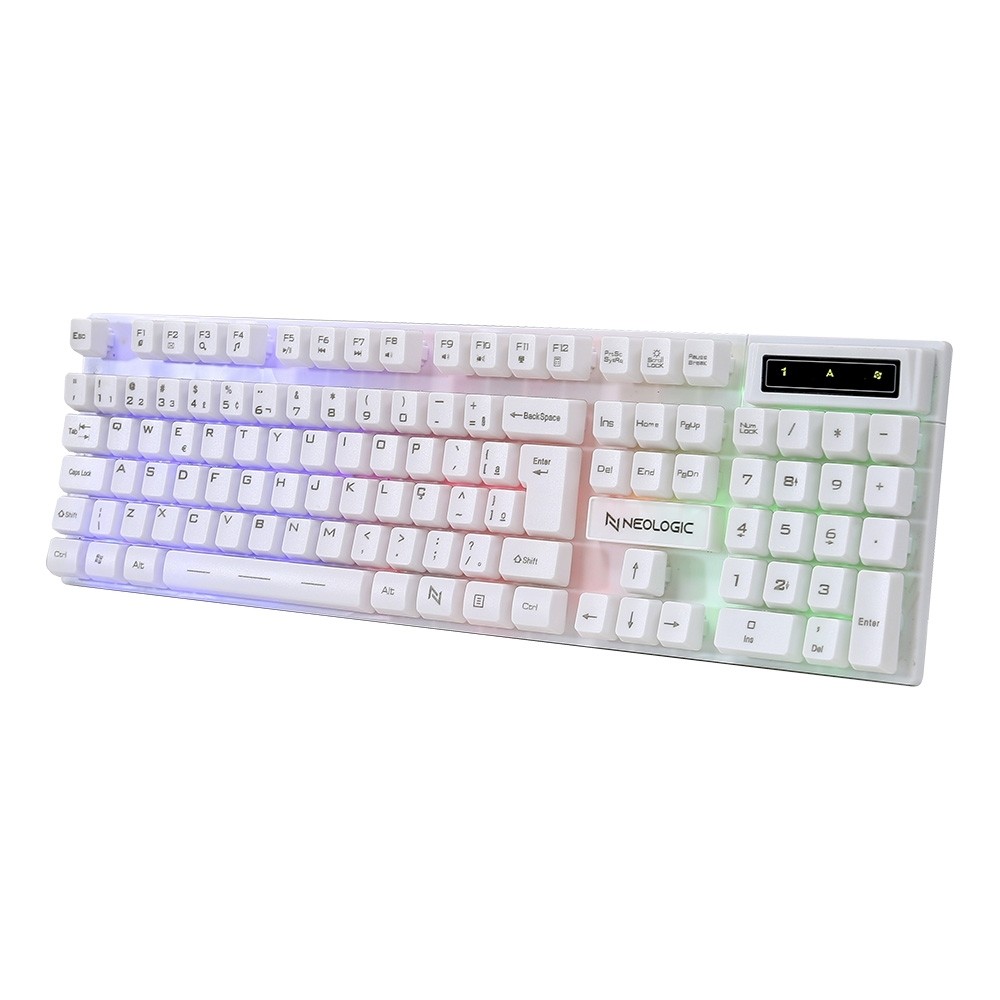 TECLADO GAMER NEOLOGIC INFINITE PLAY WHITE SEMI MECÂNICO ABNT2 RAINBOW BRANCO - IFNT-WT em Oferta na Shopee