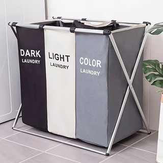 Cesto de Roupas Suja Dobrável 3 Compartimentos Organizador Grande PREMIUM Envio Imediato