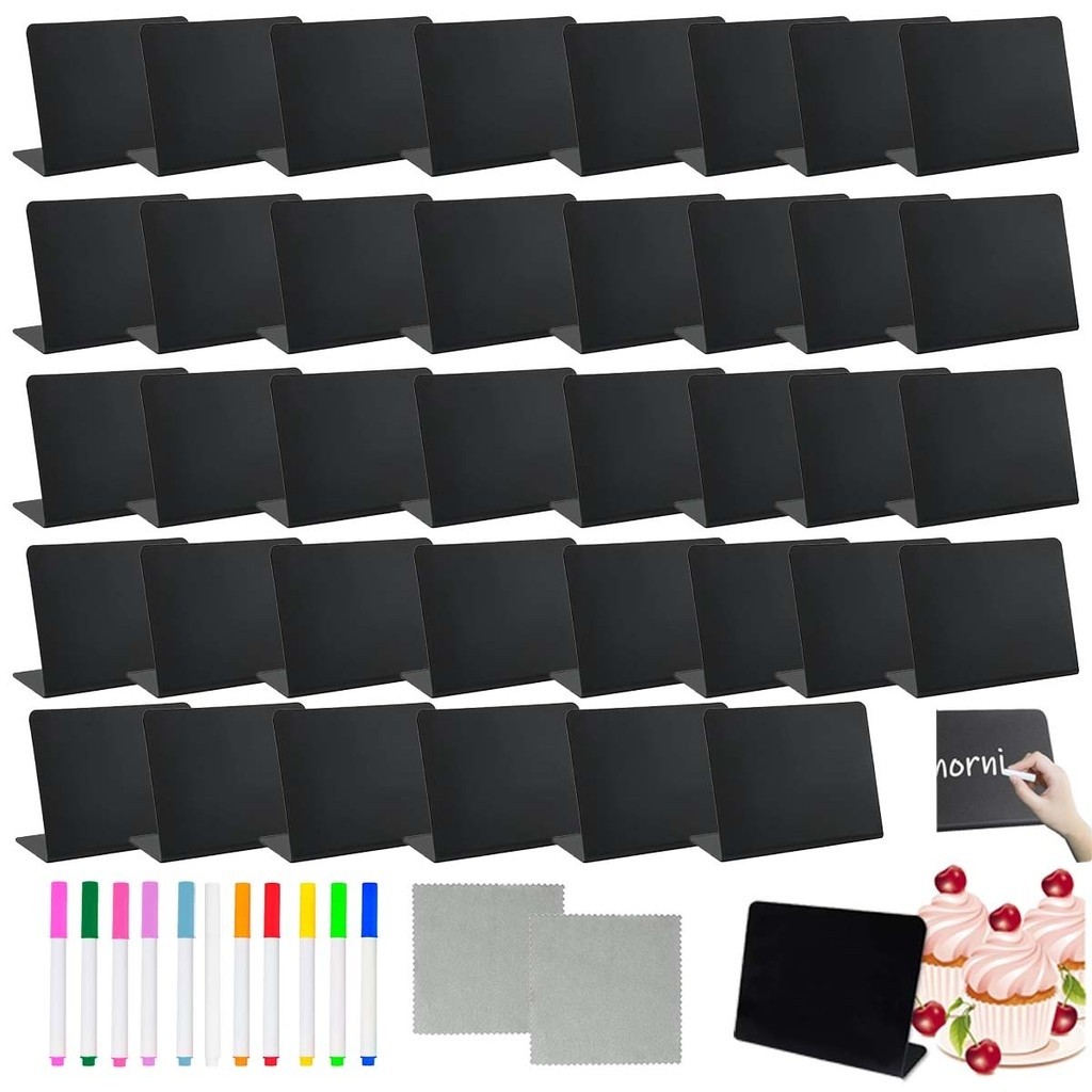 40 Peças Mini Sinal De Quadro Negro Pequeno Preto Com Menu De Giz E Display Caneta 11x TF7X