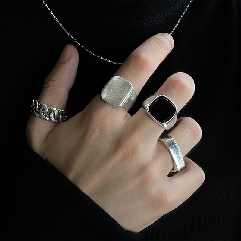 Conjunto De Anel De Dedo De Metal Vintage Masculino EEBR Com 4 Peças Estilo Punk Tendência Hip Hop .