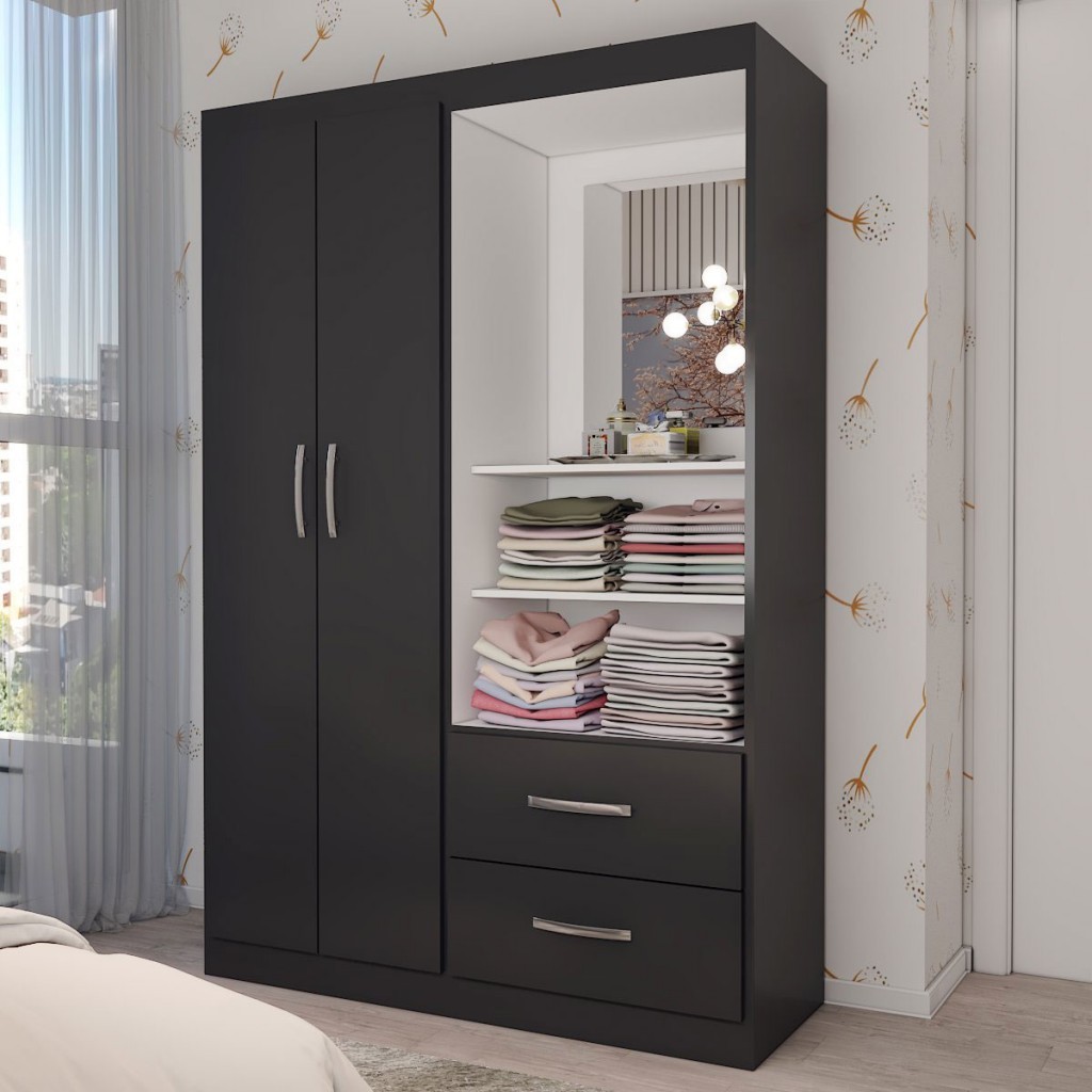 Guarda-Roupa Infantil Gabe 2 Portas 2 Gavetas com Espelho em Oferta na Shopee