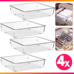 Kit 4 Organizadores Multiuso Modular Gavetas E Mesas Pote Acrílico Cristal