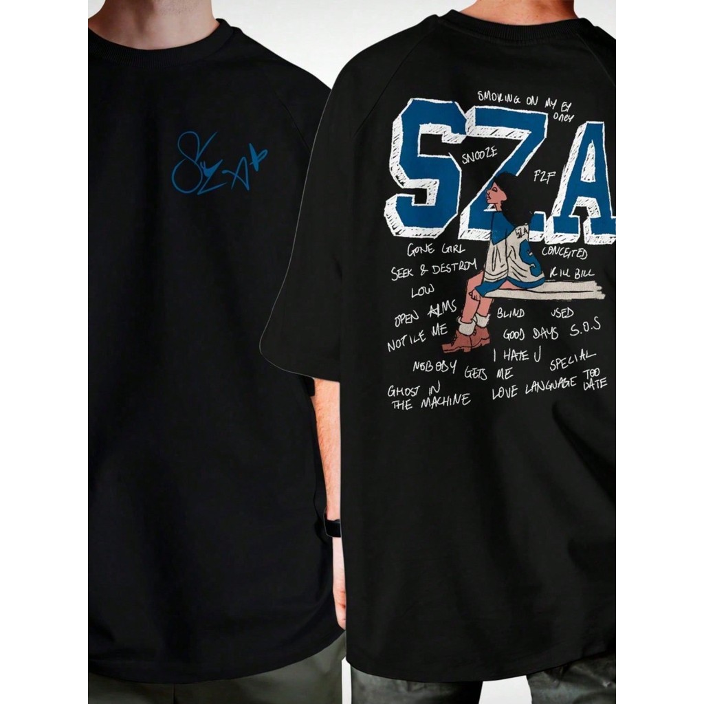 Camiseta S Z A Escritas Palavras Unissex Masculino Feminino 100% Camiseta Masculina Oversized Camisa Streetwear