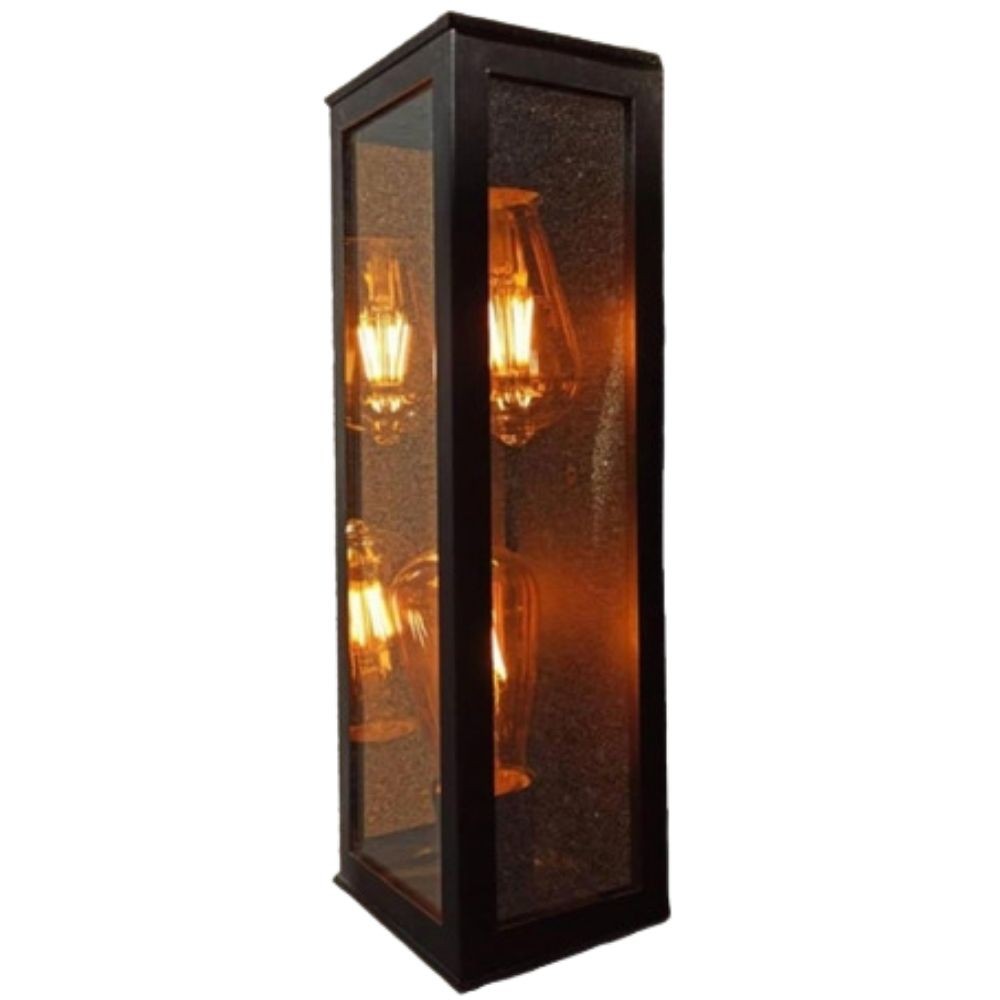 Luminária Arandela Classica Preta Colonial Retro Vintage Espelhada P/ 2 Lâmpadas 262