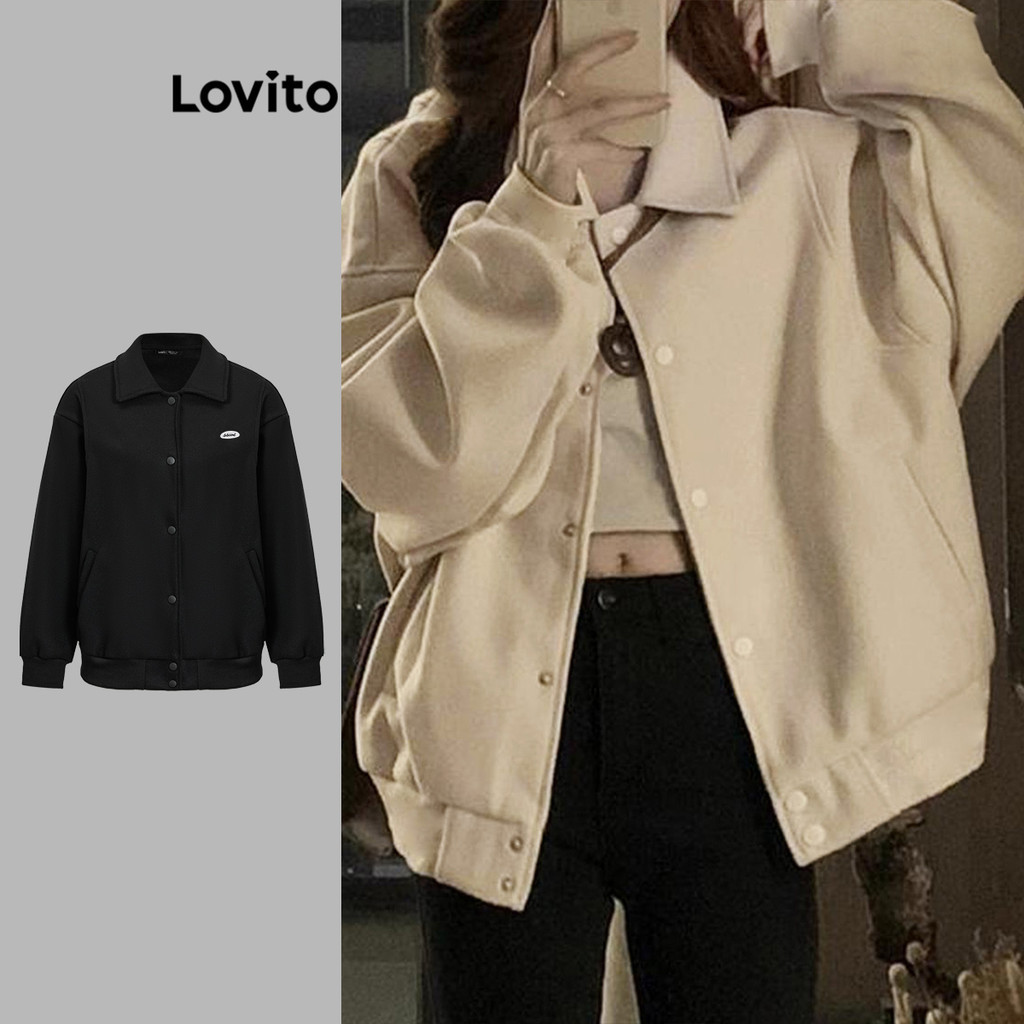 Lovito Casaco Casual Com Botão Liso E Manga Comprida Para Mulheres LNA38102  (Multicolorid...