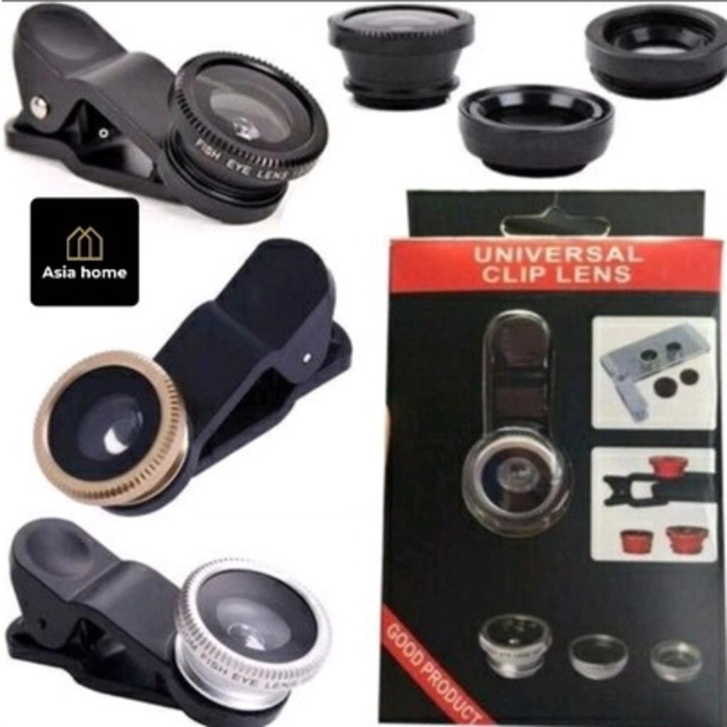 Kit 3 em 1 Lentes Fish Eye Macro Wide Celular Smartphone Celular - Universal Clip Lens