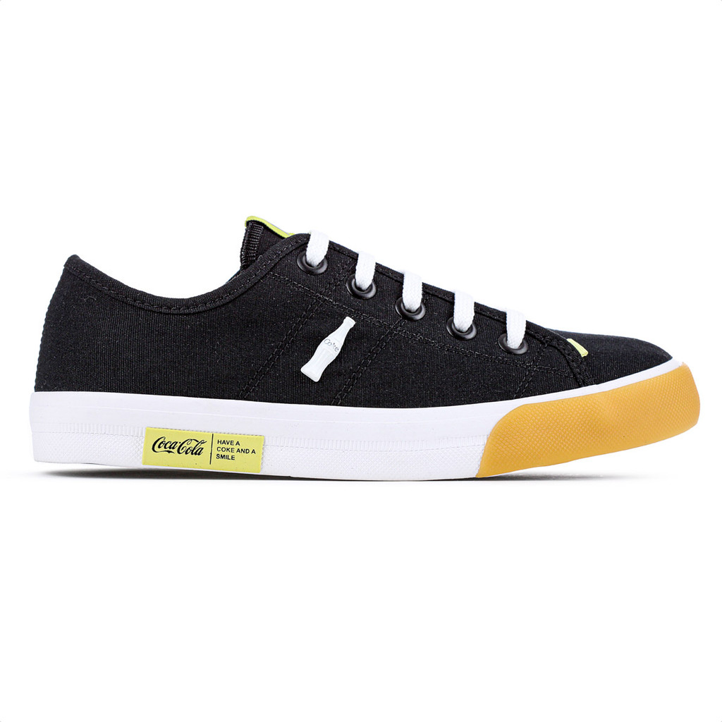 Tênis Coca Cola Miami Canvas Preto e Amarelo - Feminino em Oferta na Shopee