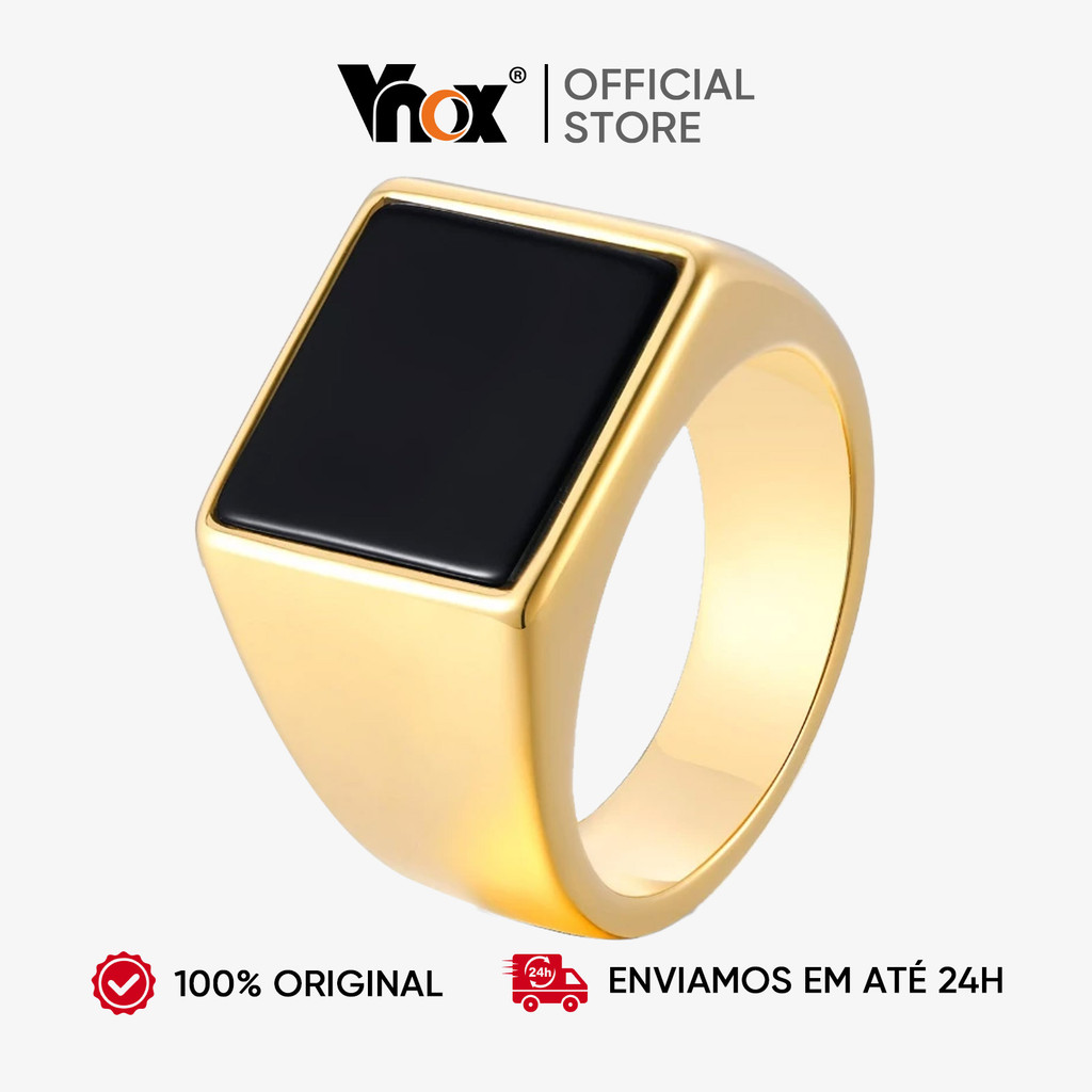 Vnox Anel De Sinete De Aço Inoxidável Para Masculino em Oferta na Shopee