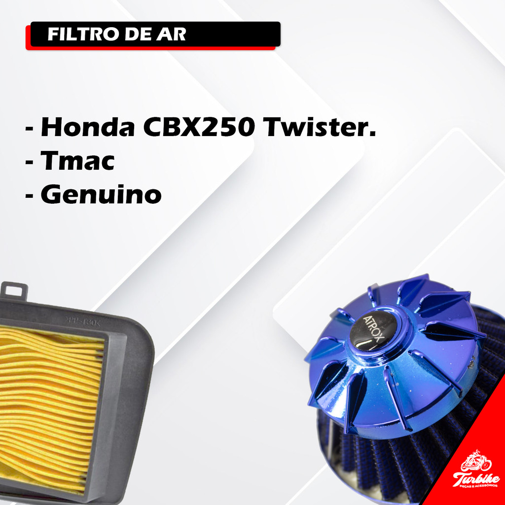 Filtro De Ar Para Moto Honda Cbx 250 Twister 2001 2002 2003 2004 2005 2006 2007 2008 Da Pra Twister — imagem 2 de 2