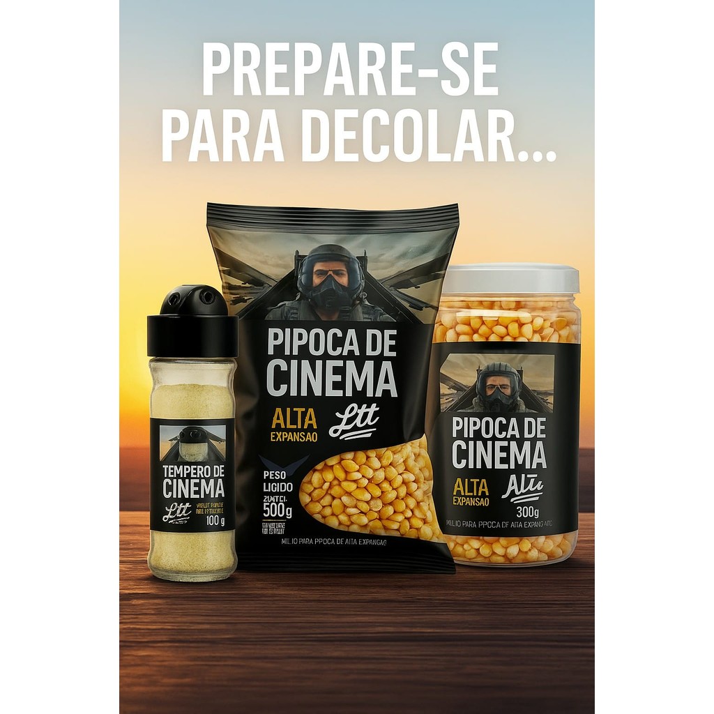 Milho de Pipoca Premium Alta Expansão De Cinema No Pote 900g + Tempero Para Pipoca Sabor Manteiga