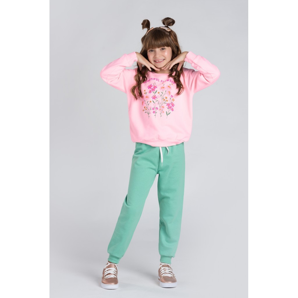Conjunto Feminino Infantil Beautiful Flowers em Oferta na Shopee