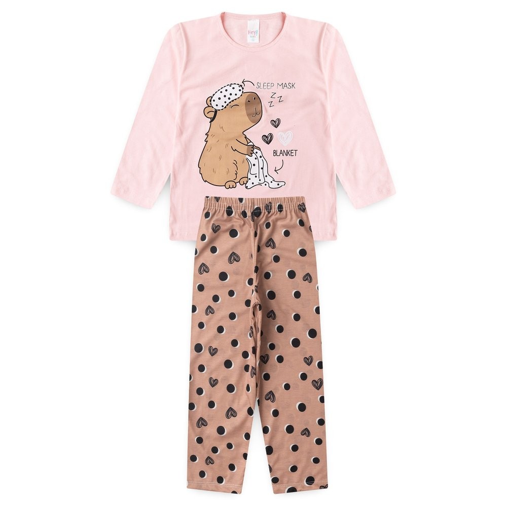 Pijama Infantil Feminino Inverno Capivara BRILHA NO ESCURO