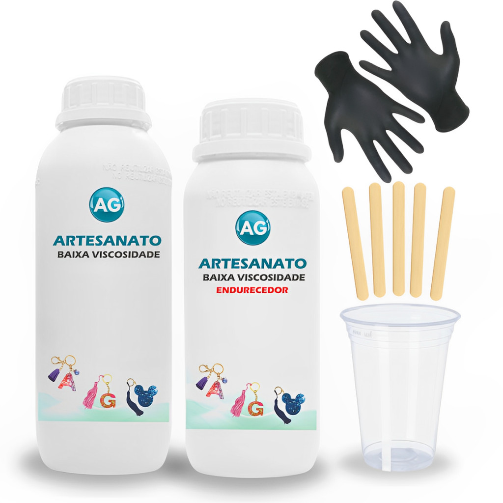 Kit Iniciante 300g Resina Epóxi Para Artesanato Palito e Copo Inclusos