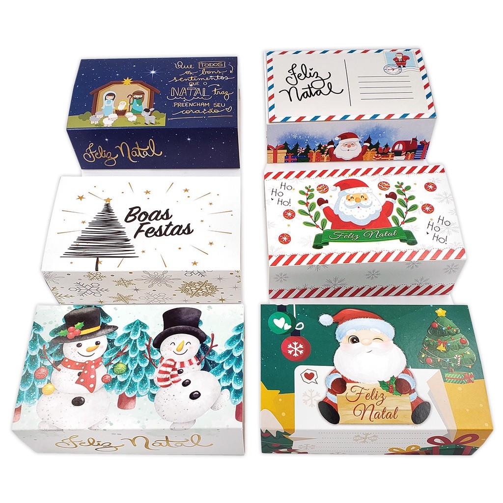 20un. Embalagem caixinha de Natal. Para 6 Doces, lembrancinha ou Presente de Natal. lançamento