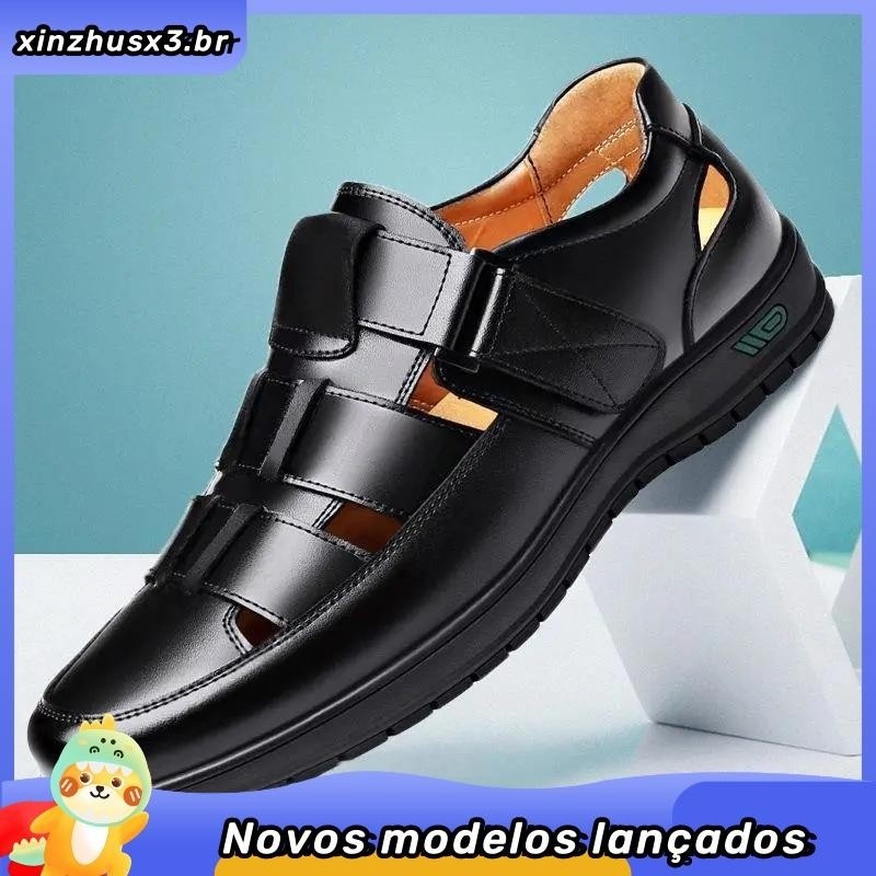 Sapatos De Couro Verão Sapatos De Couro Sapatos De Couro Ocos Sandálias Casuais Homens Respirável Buraco Sandálias De Co em Oferta na Shopee