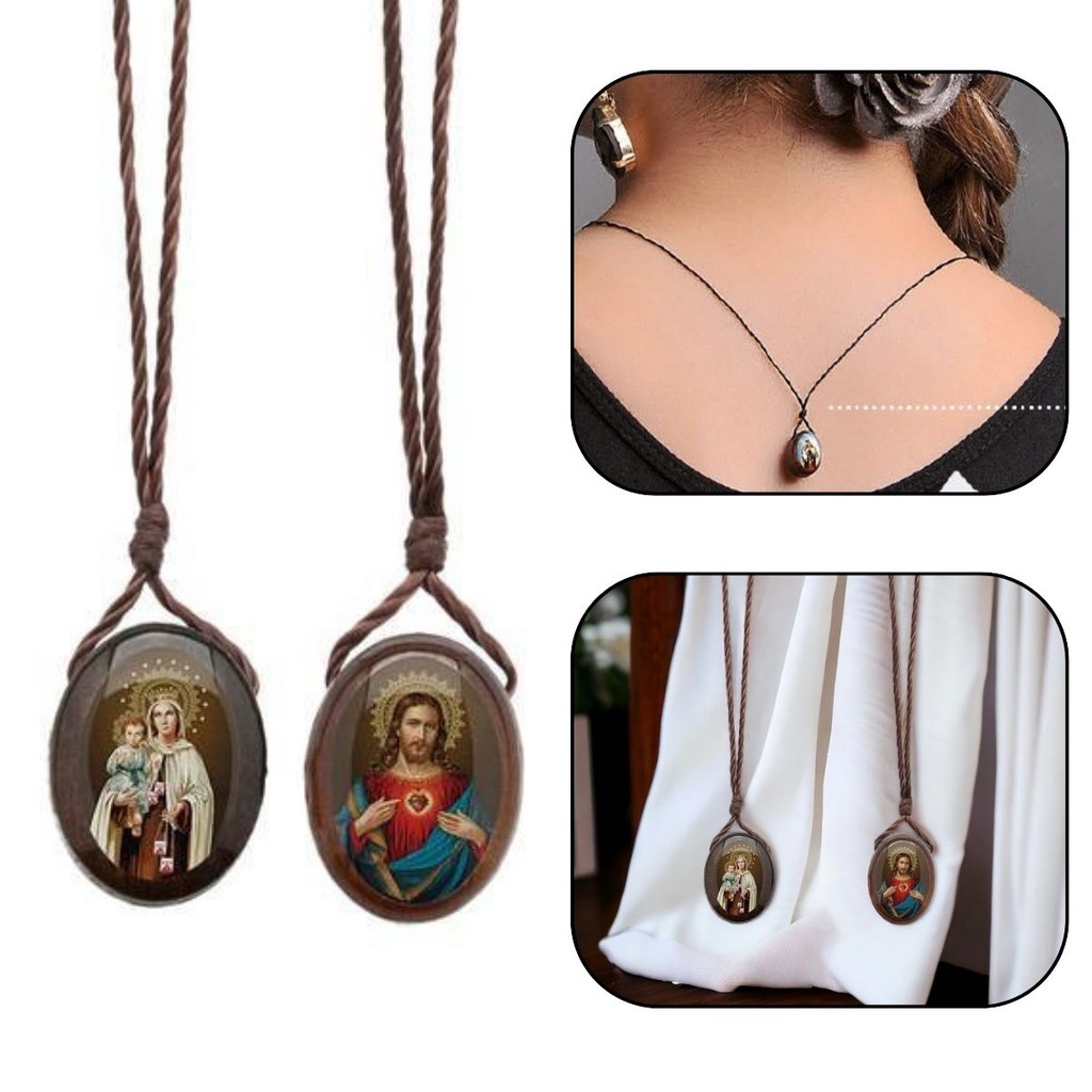 Escapulário Cordão Oval Nossa Senhora do Carmo em Oferta na Shopee