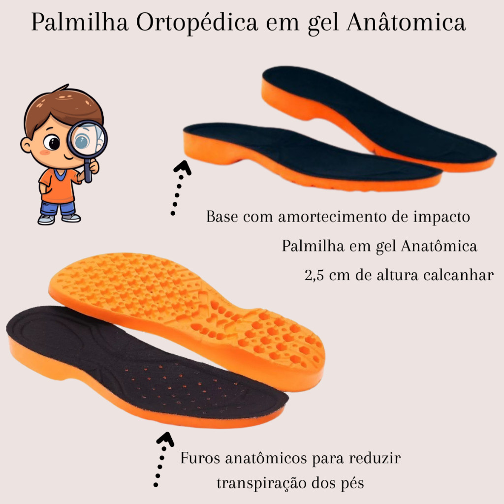 Kit 3 Palmilhas em PU Ortopédica Anatômicas em Gel - Super confortável