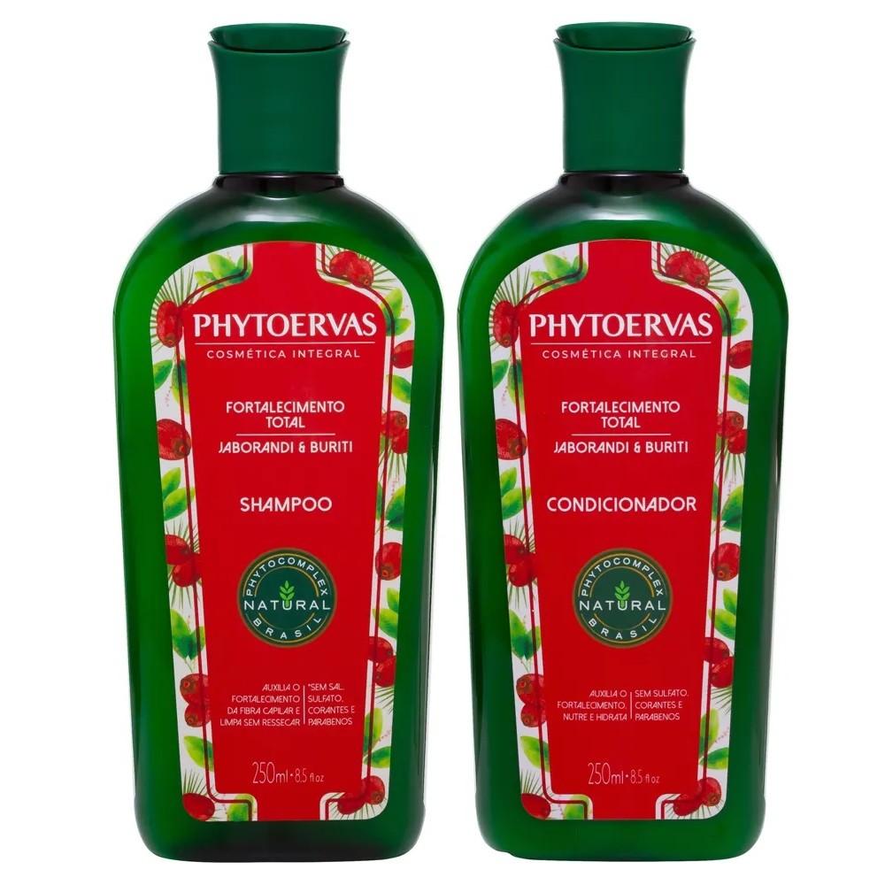 KIT PHYTOERVAS FORTALECIMENTO TOTAL JABORANDI E BURITI SH + COND 250ML em Oferta na Shopee