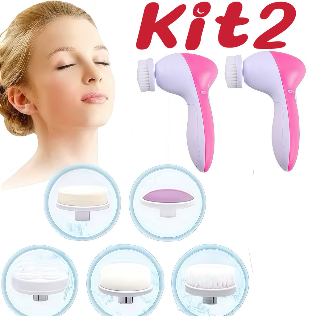 Kit 2 Escova Elétrica Limpeza Massageadora Facial Esfolia ção 5-em 1  JORGE