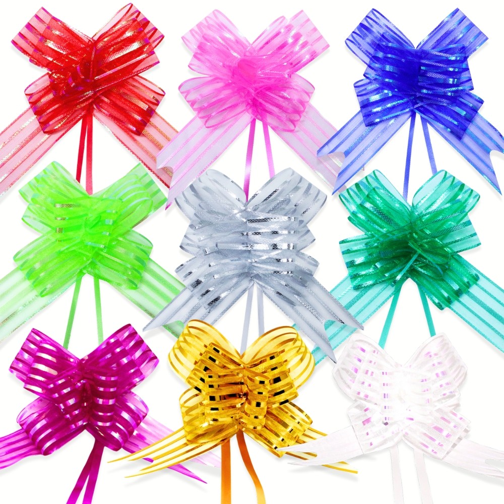 Laço Fácil De Organza, 50mm X 76cm, Pacote Com 100 Unidades Para Presente. Laço pronto Lindas cores