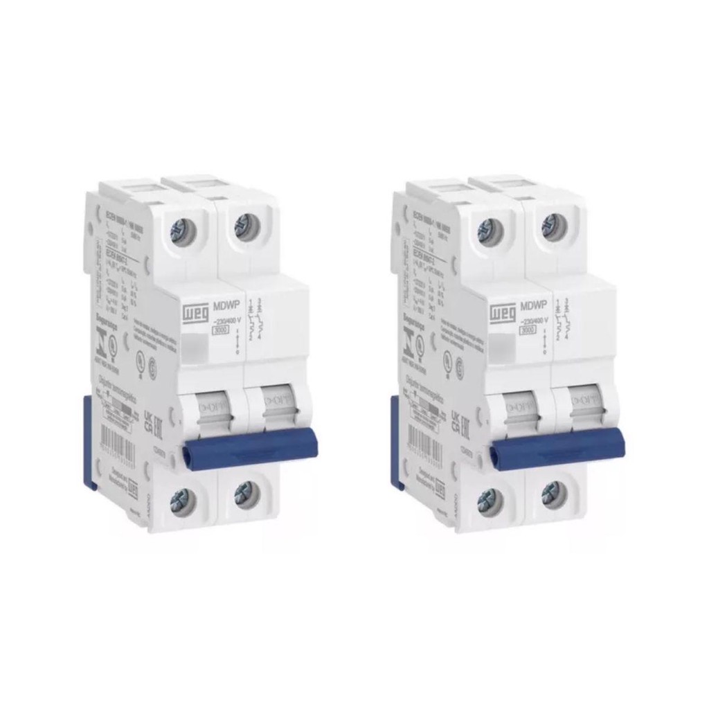 KIT 2 UNIDADES - WEG DISJUNTOR BIPOLAR DIN 32A (MDW-C 32A 2 POLOS)