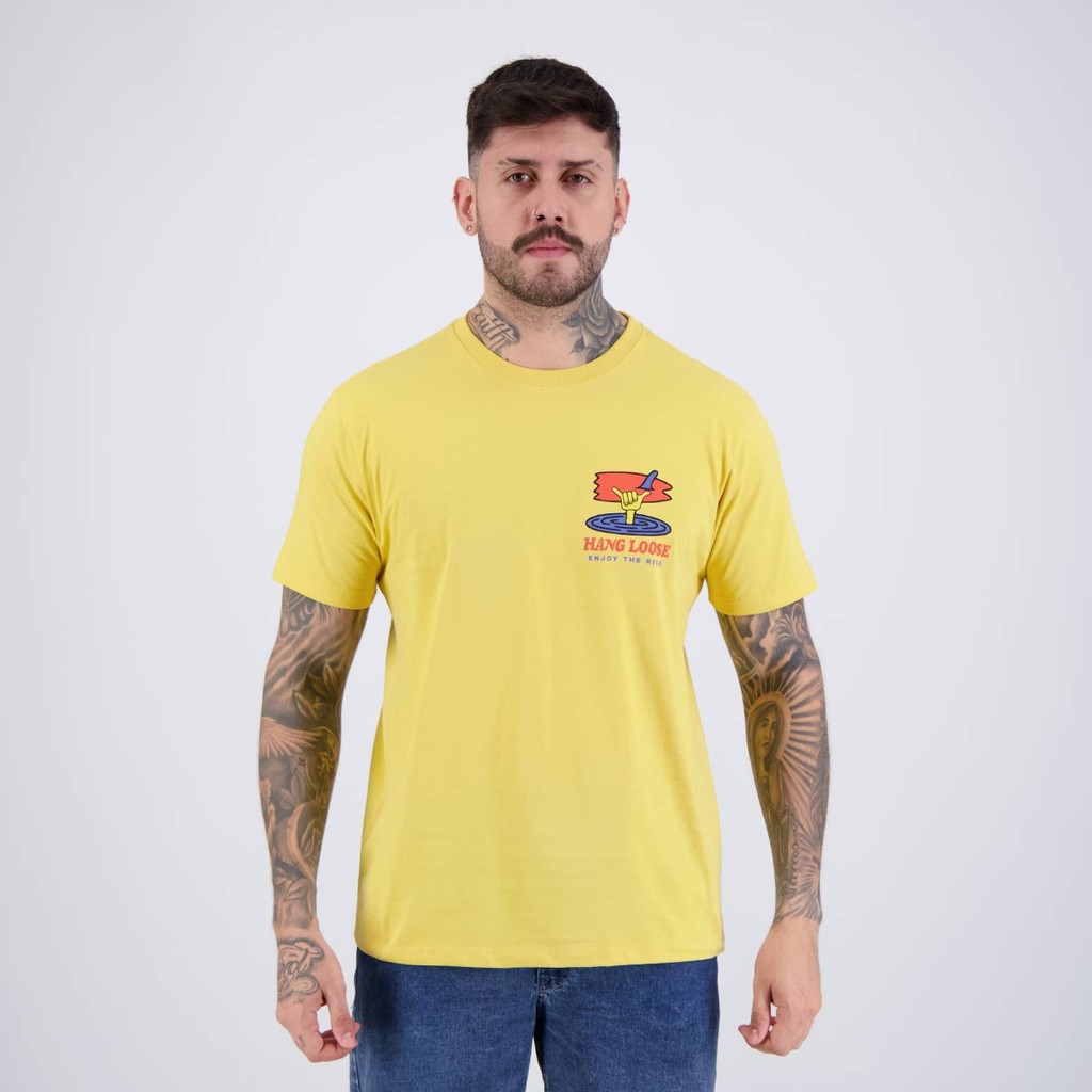 Camiseta Hang Loose Theride Amarela em Oferta na Shopee