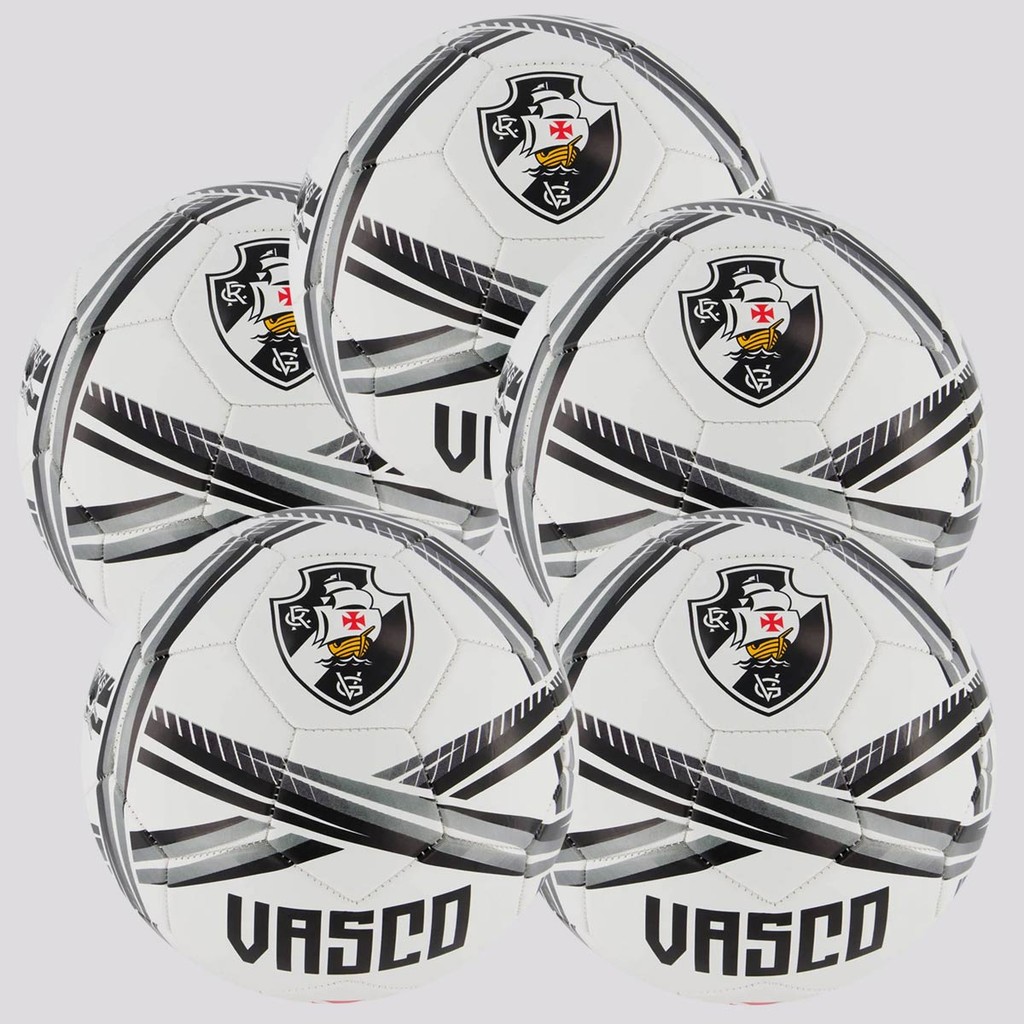 Kit 5 Bolas Vasco Estádios 24 Campo Branca e Preta