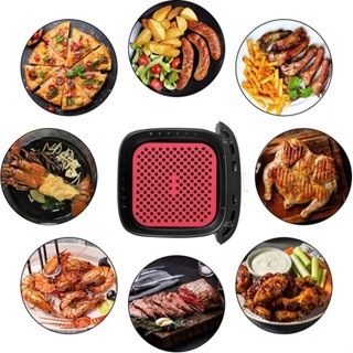 Forma Para Airfryer Silicone Flexível Tapete Quadrado Para Fritadeira Cozinha