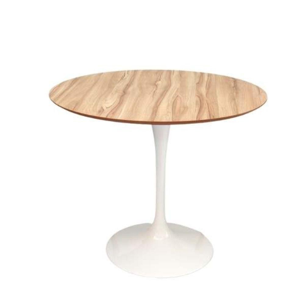 Mesa De Jantar Tulipa Redonda 130cm - Nogueira Branco