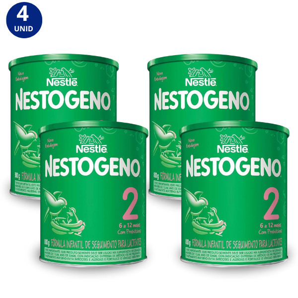 Kit 4x Fórmula Infantil Nestogeno 2 (6 - 12 Meses) 800g Nestlé