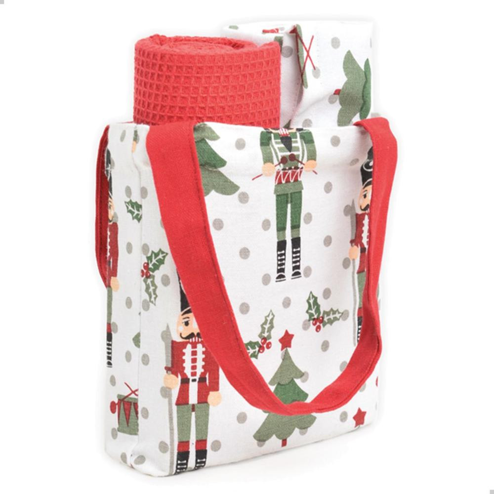 Pano de Prato Copa Estampado Claro Natal Kit 3 Peças 40x70cm