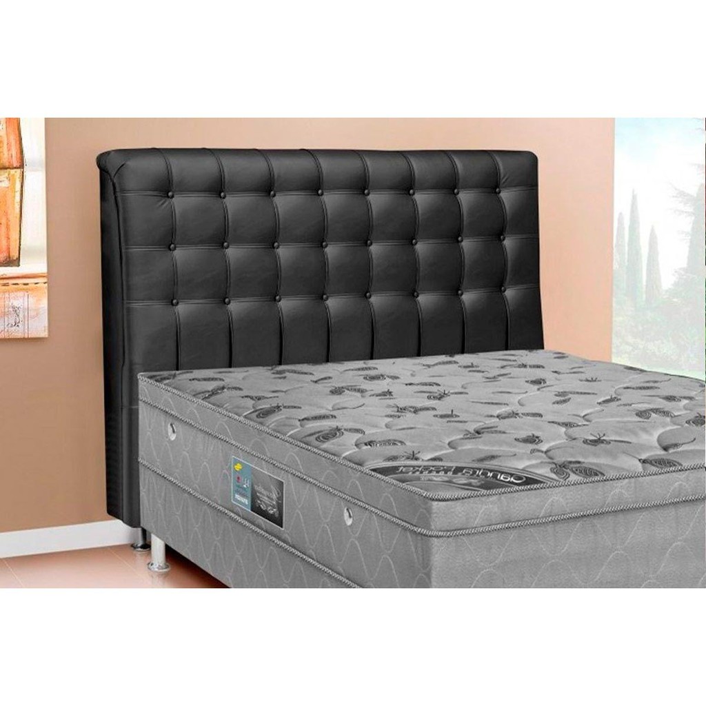 Cabeceira Cama Box Estofada King Dama Plus Courano Preto - Simbal - Home & Living