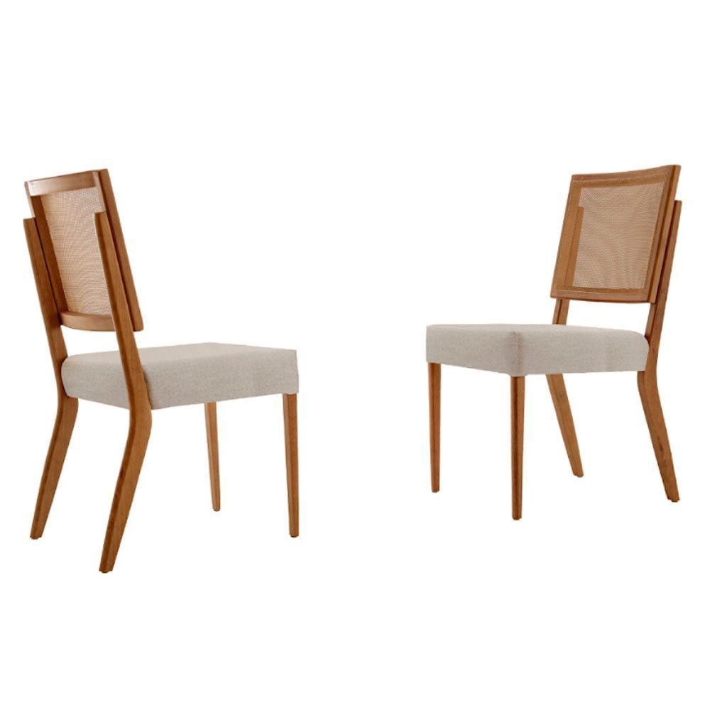Conjunto Com 2 Cadeiras Aila Moderna Mobília Linho Off White-cinam.imbuia