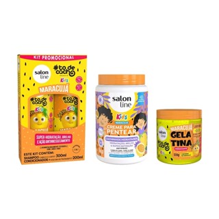 Kit Shampoo + Condicionador + Creme de Pentear 1KG e Gelatina 550g Maracujá em Oferta na Shopee