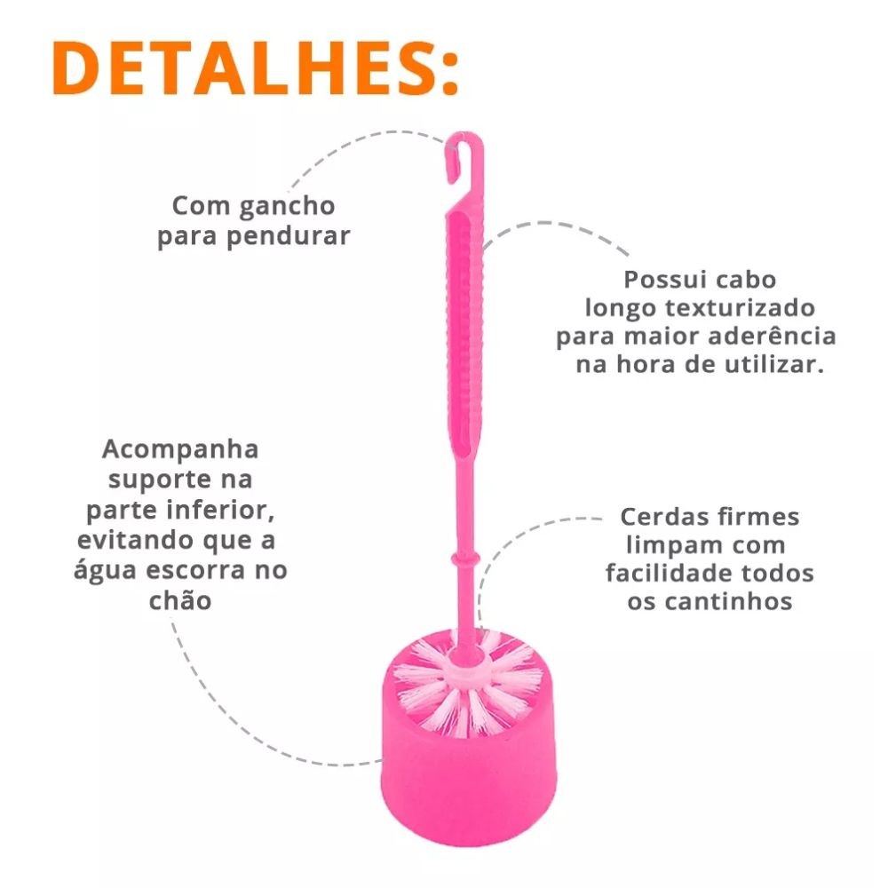 Kit 4 Escovas Sanitárias com Suporte Plástico Cores Sortidas — imagem 2 de 2
