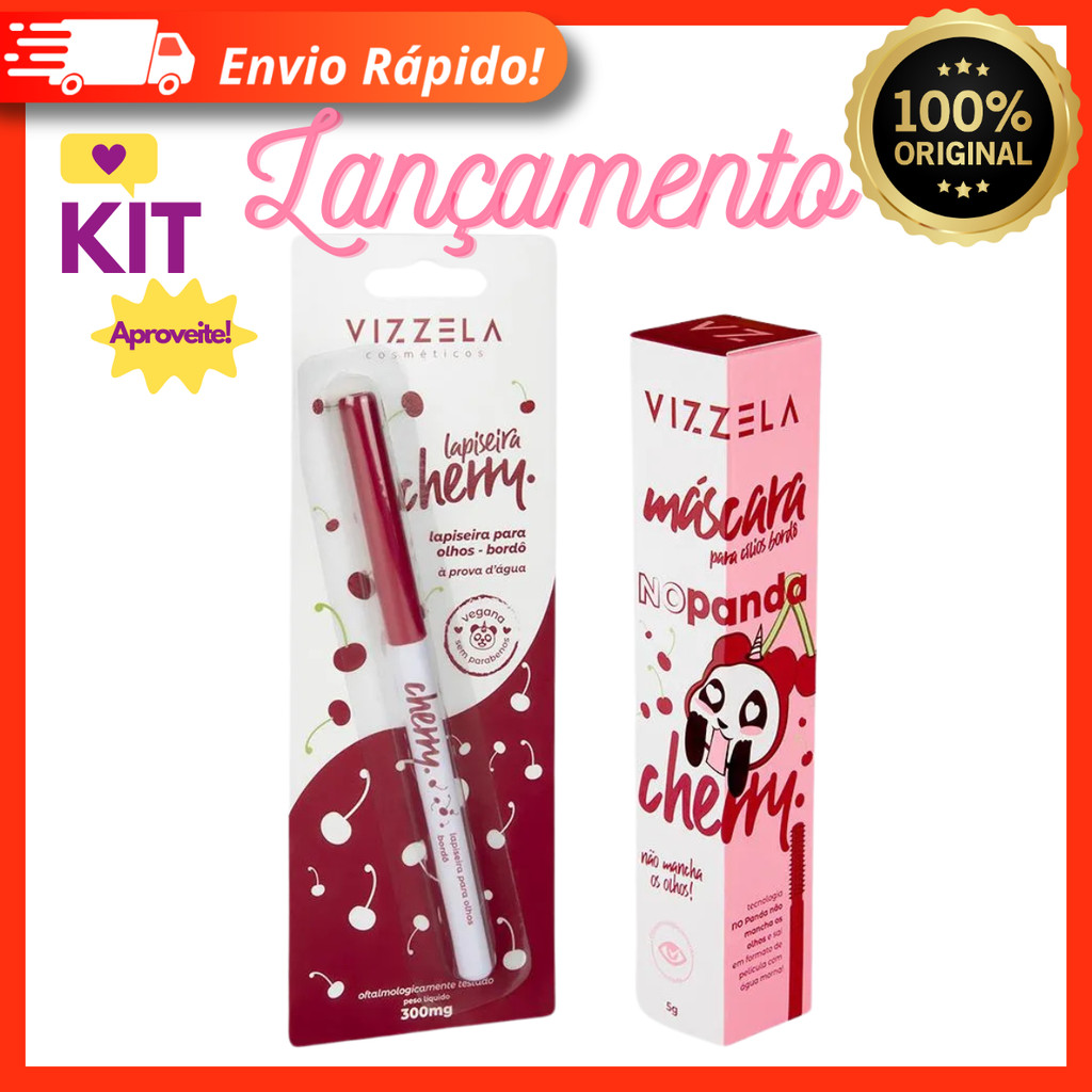 Kit No Panda Cherry + Lapiseira Cherry Bordô - Vizzela 100% Original Lançamento
